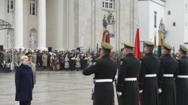 Несколько сотен человек на Кафедральной площади в Вильнюсе собрались по случаю Дня армии