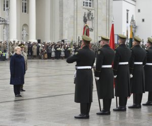 Несколько сотен человек на Кафедральной площади в Вильнюсе собрались по случаю Дня армии